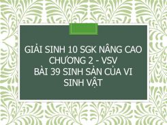 Giải Sinh 10 SGK nâng cao Chương 2 - VSV Bài 39 Sinh sản của vi sinh vật