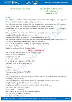 Đề kiểm tra 1 tiết chương 6 Hóa học 8 - Trường THCS Nguyễn Du