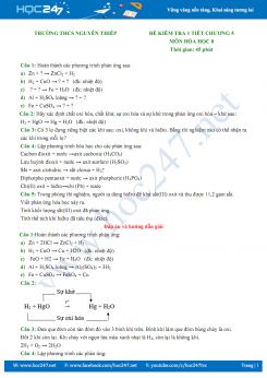 Đề kiểm tra 1 tiết chương 5 môn Hóa học 8 - Trường THCS Nguyễn Thiếp