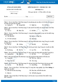 Đề thi HK2 môn Địa lớp 12 năm 2018-2019 - Trường THPT Nguyễn Trãi Quảng Bình