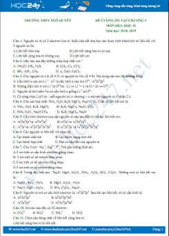 Đề cương ôn tập chương 3 môn Hóa 10 - Trường THPT Ngô Quyền