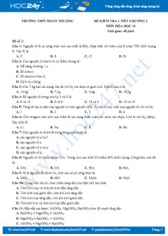 Bộ 4 đề kiểm tra 1 tiết Chương 2 môn Hóa học 10 - Trường THPT Đoàn Thượng