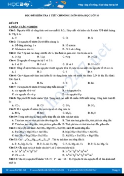 Bộ 3 đề kiểm tra 1 tiết Chương 2 môn Hóa lớp 10 năm 2019