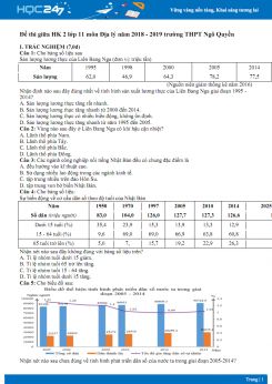 Đề thi giữa HK2 môn Địa lớp 11 năm 2018-2019 - Trường THPT Ngô Quyền