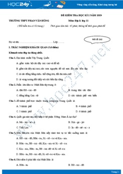 Đề thi HK2 môn Địa lớp 11 năm 2018-2019 - Trường THPT Phan Văn Hùng