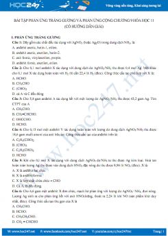 Bài tập phản ứng tráng gương, phản ứng cộng Chương 9 Hóa 11 (có hướng dẫn giải)