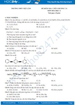 Đề kiểm tra 1 tiết Chương 7, 8 môn Hóa 11 năm 2019 - Trường THPT Việt Lâm