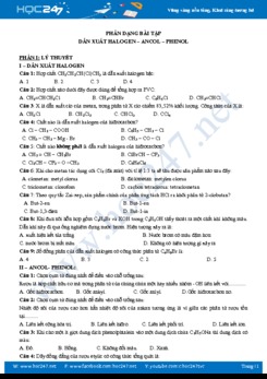 Phân dạng bài tập dẫn xuất Halogen, ancol, phenol