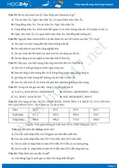 Đề thi HK1 môn Địa lớp 11 năm 2018-2019 - Trường THPT Đoàn Thượng