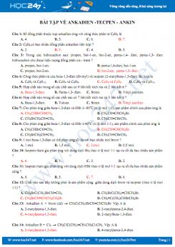 Bài tập về Ankađien - Tecpen - Ankin (có đáp án)