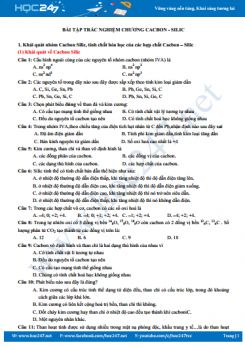 Bài tập trắc nghiệm chương Cacbon Silic