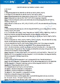 Chuyên đề bài tập nhóm Cacbonn - Silic