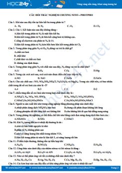 100 Câu trắc nghiệm chương Nito - Photpho