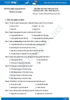 Đề thi giữa HK2 môn Địa lớp 11 năm 2018-2019 - Trường THPT Tam Dương II