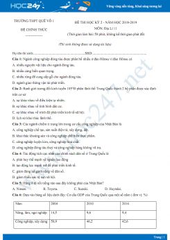 Đề thi HK2 môn Địa lớp 11 năm 2018-2019 - Trường THPT Quế Võ 1
