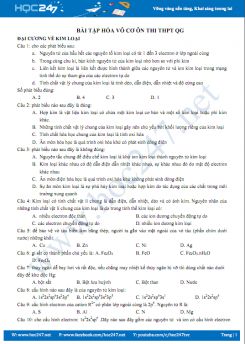Bài tập Hóa vô cơ ôn thi THPT QG