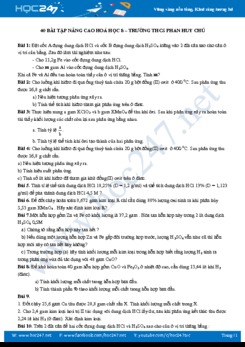 40 Bài tập nâng cao môn Hóa học 8 - Trường THCS Phan Huy Chú