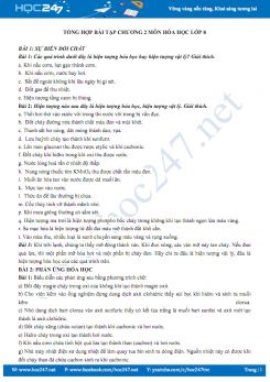 Tổng hợp bài tập chương 2 môn Hóa học 8