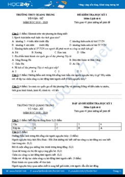 Đề kiểm tra HK1 môn Lịch Sử 6 năm 2018 - 2019 Trường THCS Quang Trung (có đáp án)
