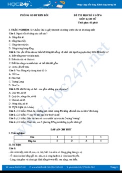 Đề thi HK1 môn Lịch Sử 6 - Phòng GDĐT Kim Bôi (có đáp án)