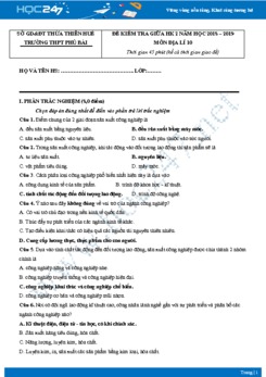 Đề thi giữa HK2 môn Địa lớp 10 năm 2018-2019 - Trường THPT Phù Bái