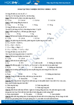 50 Bài tập trắc nghiệm chương 5 Hidro - Nước (có đáp án)