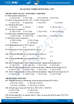 Bài tập trắc nghiệm Chương Este - Lipit