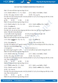 Bài tập trắc nghiệm sơ đồ phản ứng hữu cơ
