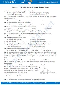 55 Bài tập trắc nghiệm về kim loại kiềm, kiềm thổ