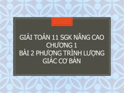 Giải Toán 11 SGK nâng cao Chương 1 Bài 2 Phương trình lượng giác cơ bản