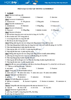 Phân loại các bài tập chương cacbohidrat
