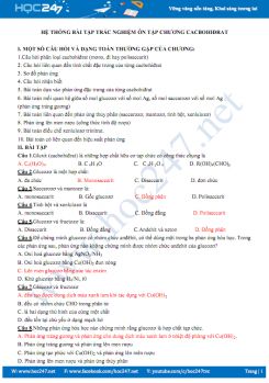 Hệ thống bài tập trắc nghiệm ôn tập chương Cacbohidrat