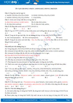 Ôn tập chương 3 Aminoaxit, Pepit, Protein