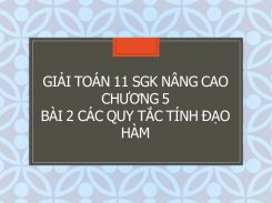 Giải Toán 11 SGK nâng cao Chương 5 Bài 2 Các quy tắc tính đạo hàm