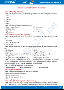 Các dạng bài tập về Benzen và đồng đẳng của Benzen