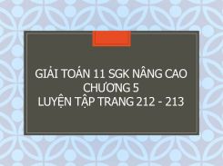 Giải Toán 11 SGK nâng cao Chương 5 Luyện tập trang 212 - 213