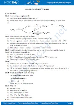 Phân dạng bài tập Ankin (có hướng dẫn giải)