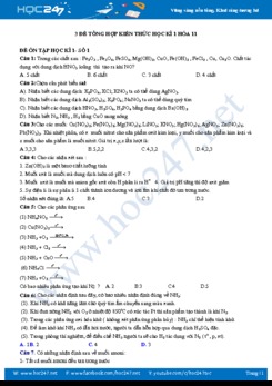 3 Đề tổng hợp kiến thức học kì 1 Hóa 11