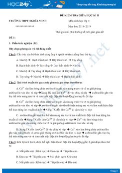 3 Đề thi giữa HK2 môn Sinh lớp 11 năm 2018-2019 - Trường THPT Nghĩa Minh