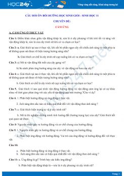 Câu hỏi ôn bồi dưỡng HSG môn Sinh lớp 11 - Chuyên đề Cảm ứng