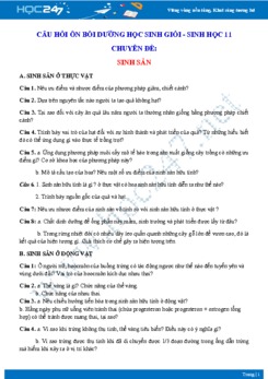 Câu hỏi ôn bồi dưỡng HSG môn Sinh lớp 11 - Chuyên đề Sinh sản