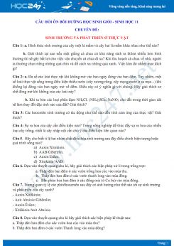 Câu hỏi ôn bồi dưỡng HSG môn Sinh lớp 11 - Chuyên đề Sinh trưởng và phát triển ở thực vật