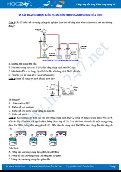 25 Bài trắc nghiệm liên quan đến thực hành trong Hóa học (có đáp án)