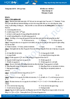 Đề kiểm tra 1 tiết lần 1 môn Hóa học 10 - Trung tâm GDTX-DN Lục Nam (có đáp án)