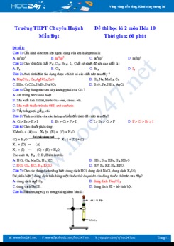 Bộ 6 đề thi HK2 môn Hóa 10 - Trường THPT Chuyên Huỳnh Mẫn Đạt (có đáp án)