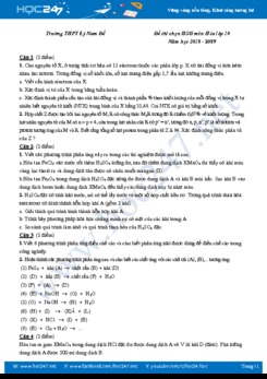 Đề thi chọn HSG lớp 10 môn Hóa học năm 2018 - 2019 Trường THPT Lý Nam Đế