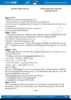 Đề thi chọn HSG lớp 10 môn Hóa học năm 2018 - 2019 Trường THPT Nam Đàn (có đáp án)