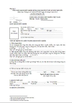 Mẫu giấy khám sức khỏe