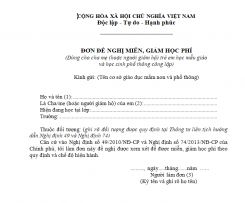 Đơn đề nghị  miến  giảm học phí