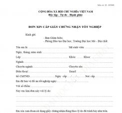 Mẫu đơn cấp chứng nhận giấy Tốt nghiệp